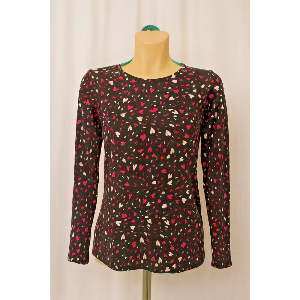 Chico's Top Heart Spots Cotton sz 1 Med. stretch 3/4 slv NEW hearts feminine NWT